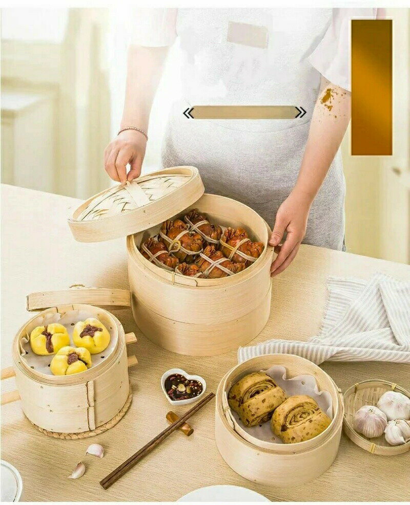 竹中華セイロ 蒸し器 調理器具 21cm 蒸籠 深型 2層 IH対応 蒸し器 IH対応 竹木 小籠包 蒸し器 便利グッズ 蒸し料理 ヘルシー調理 おうちで料理 クッキング 調理器物 美味しい朝食 温野菜がおいし キッチン用品 中華せいろ2段と蓋?鍋のお