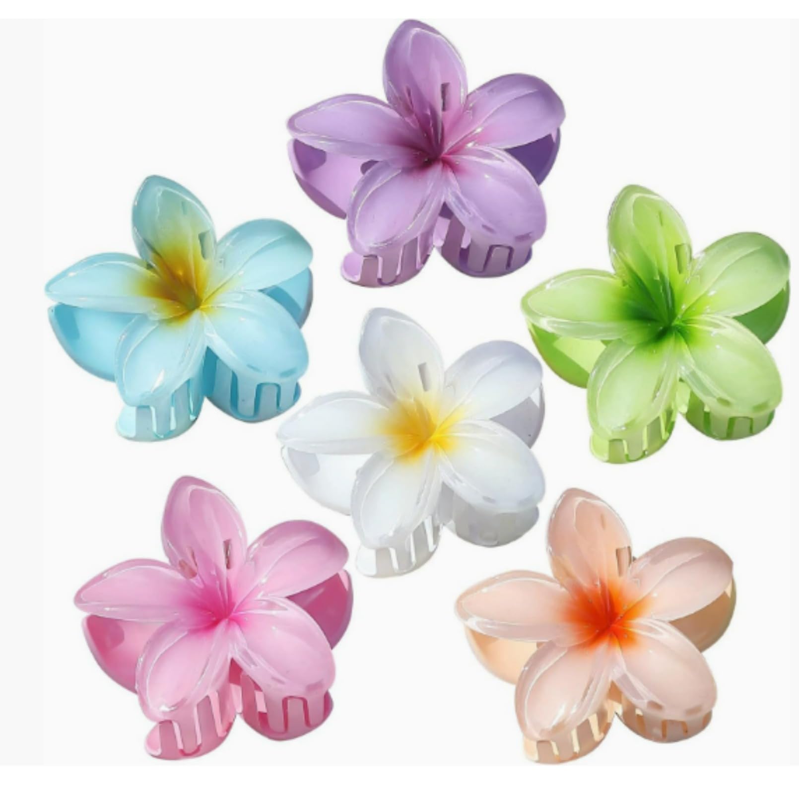 ヘアピン、ハイビスカスの髪飾り、6つのバッグフラワークリップ、太い髪と細い髪のビーチのトロピカルヘアピン、女性の女の子用、オールマイティーなポニーテールの爪