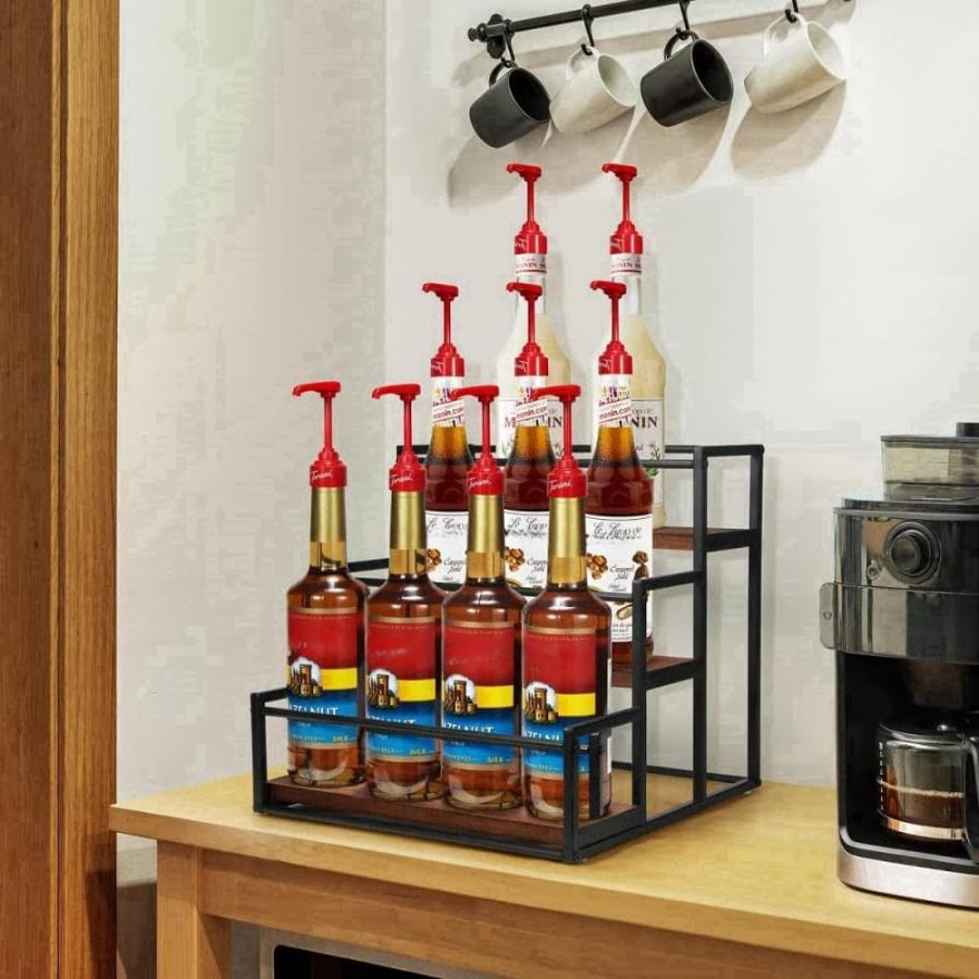 コーヒーシロップラックオーガナイザー ウイスキー棚 酒 棚 お酒 棚 酒棚 ディスプレイ ウイスキー 収..