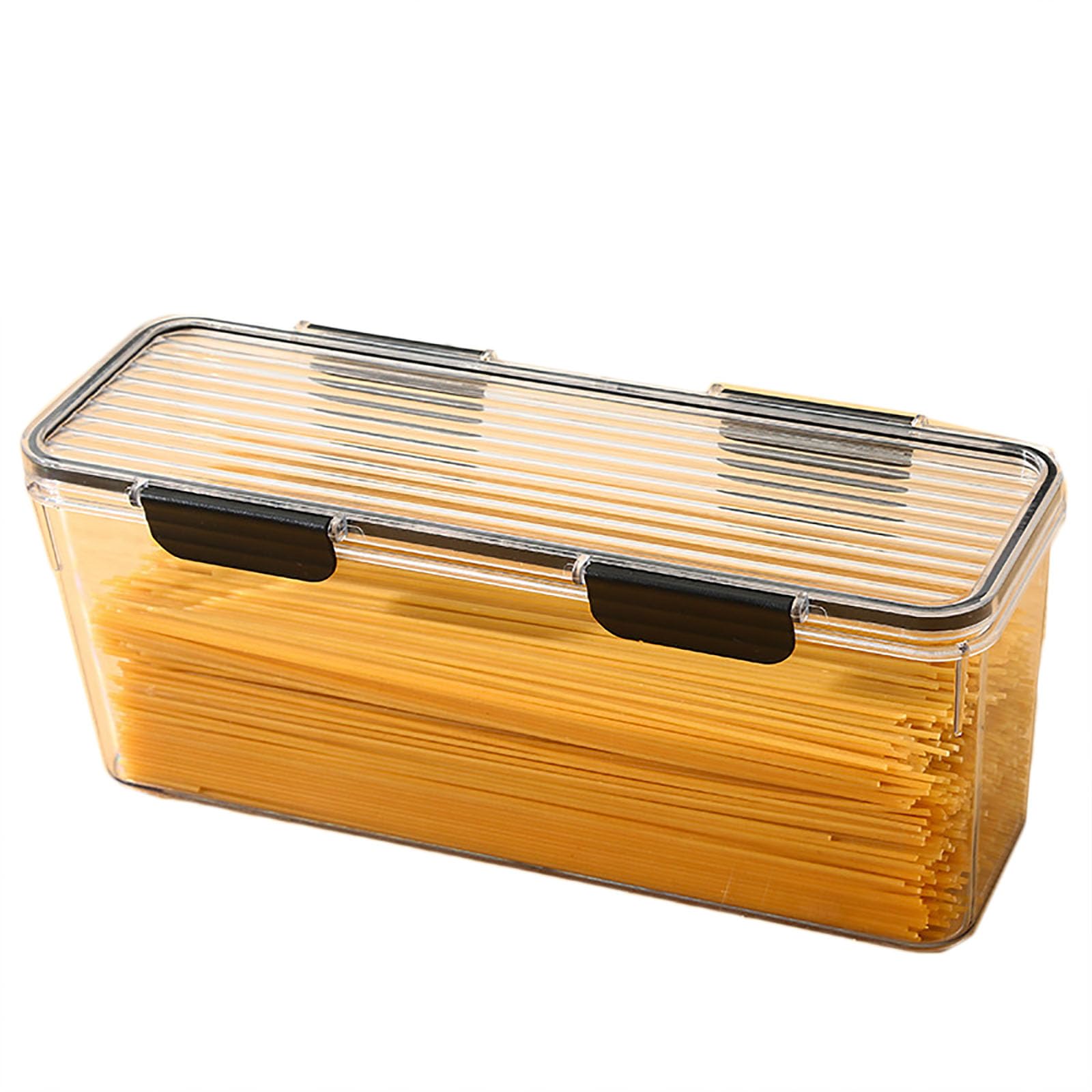 楽天神秘の館食品保存容器 密閉容器 長方形の収納ボックス 食品級 密封式 雜穀用の容器 パスタやうどんの収納に適し 乾物ストッカー 、大容量で透明、食品保存容器、重ね置き可能、冷蔵庫、台所に適用、野菜や麺類の整理と保存に役立つ蓋付き 2個入り （スモール ブラック （約1斤））