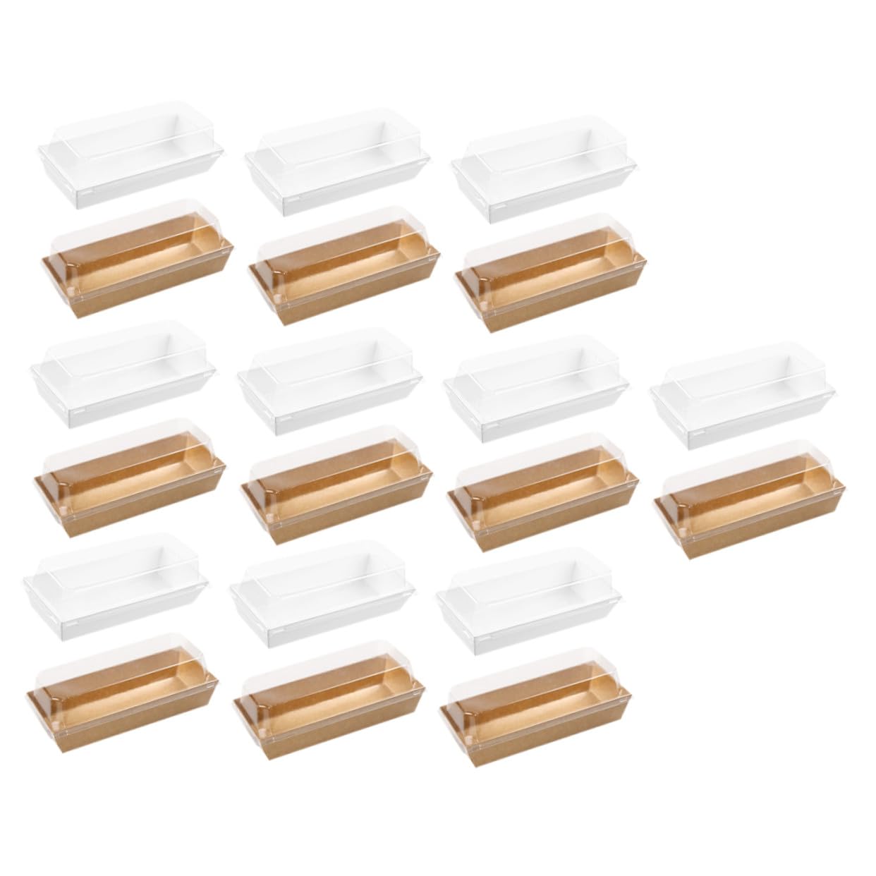 20個 使い捨て透明蓋付き紙製熟食ボックス マカロン クッキー 月餅対応食品用容器 な紙素材採用 パーティー装飾にも