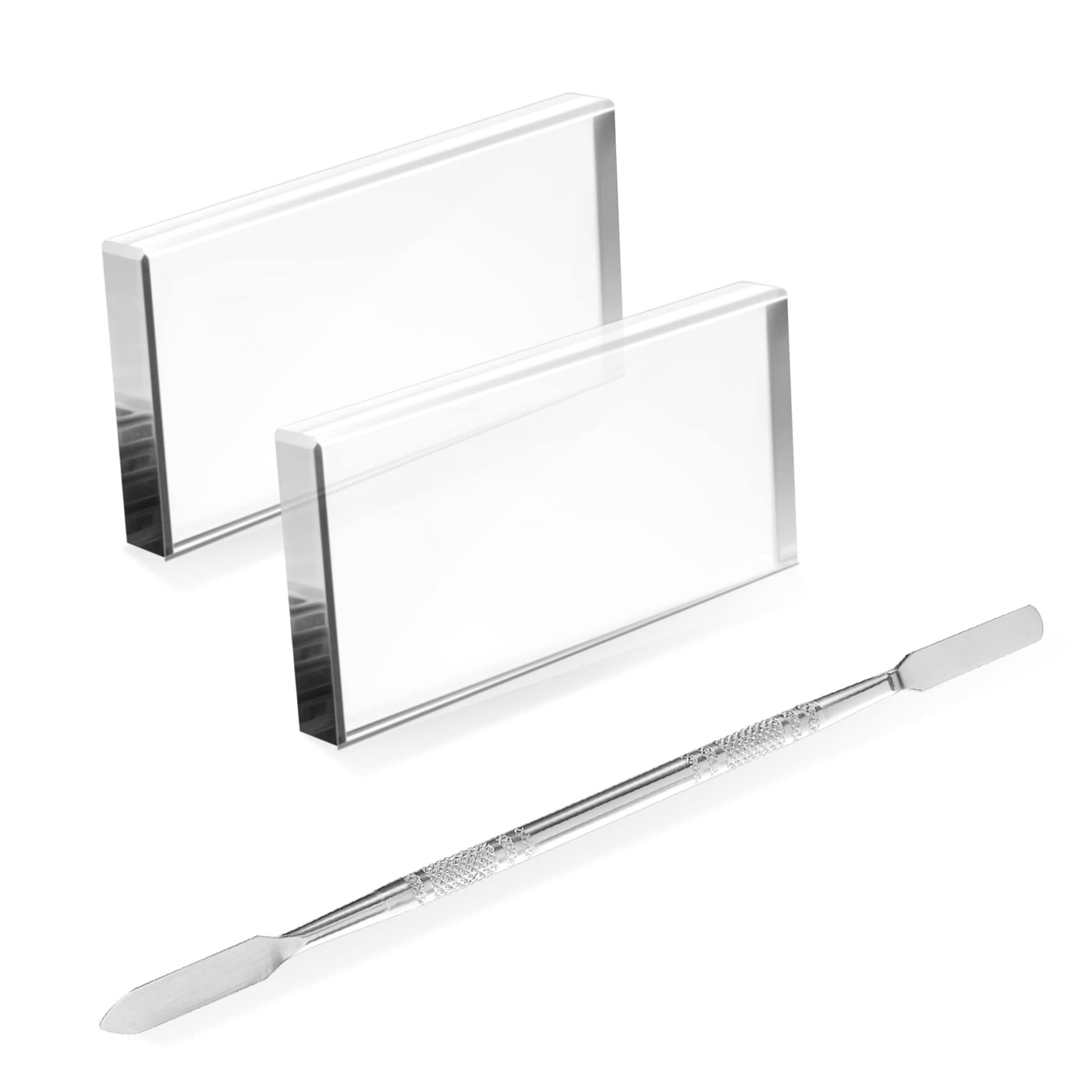 3個 パレット ネイルペイントガラスボード デュアルヘッドキューティクルプッシャー 化粧ミキシングト..