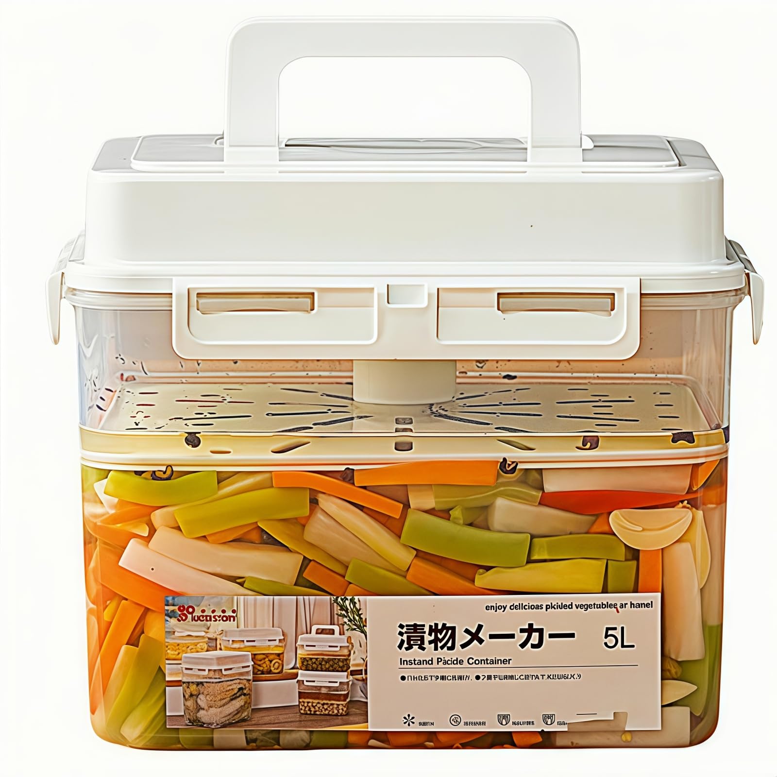 大容量食品グレード漬物器・耐熱密封瓶・加圧梅干し瓶 米ぬか浅漬け 家庭用米ぬか浅漬け容器・密封容器..