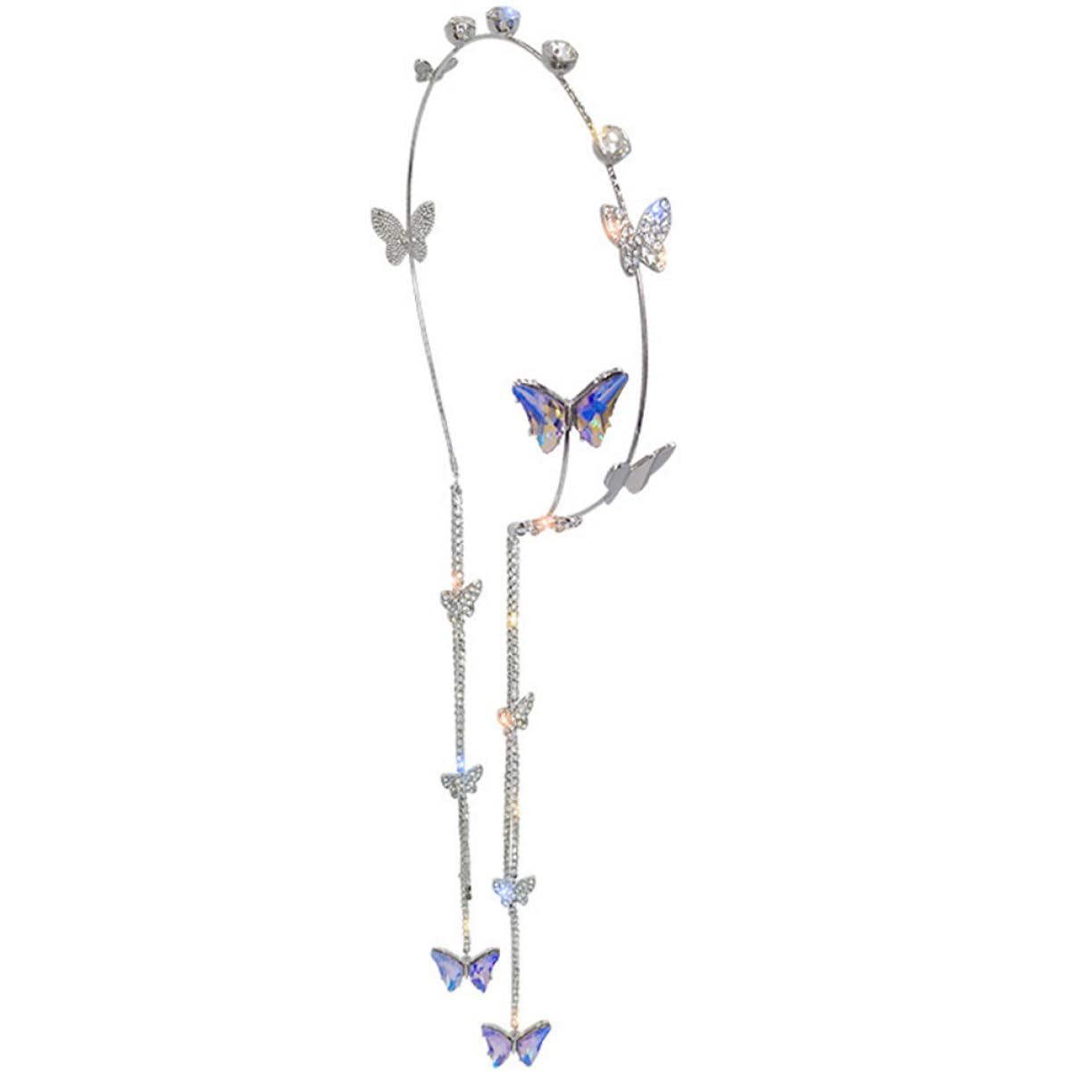 バタフライ タッセル カチューシャ 女性用ヘアリボン 蝶のヘアフープ 女性用ヘアアクセサリー bandana ..