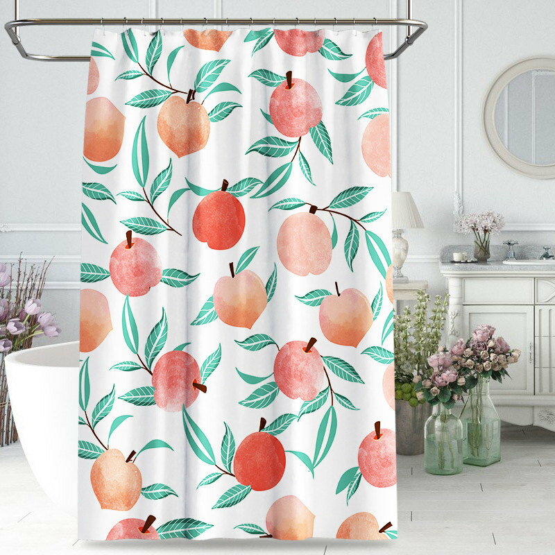 シャワーカーテン ユニットバス用 透けない 防水 防カビ もも柄 清新感 間仕切りカーテン 目隠し 間仕..