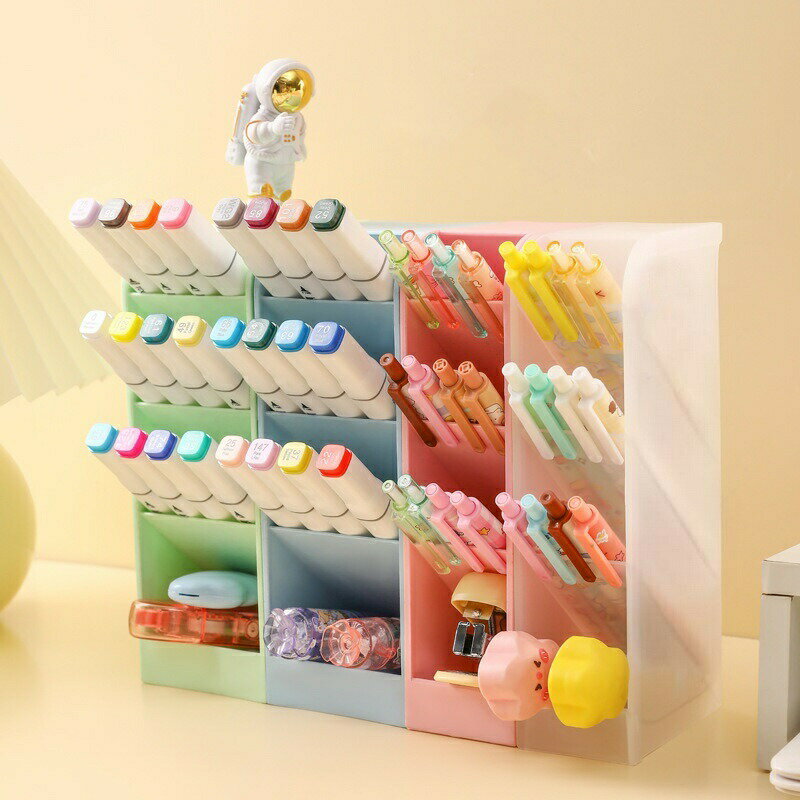 送料無料 ペン立て ペンケース ペンホルダー 鉛筆立て 文房具入れ 机上収納 斜め 大容量 多段式 整理整頓