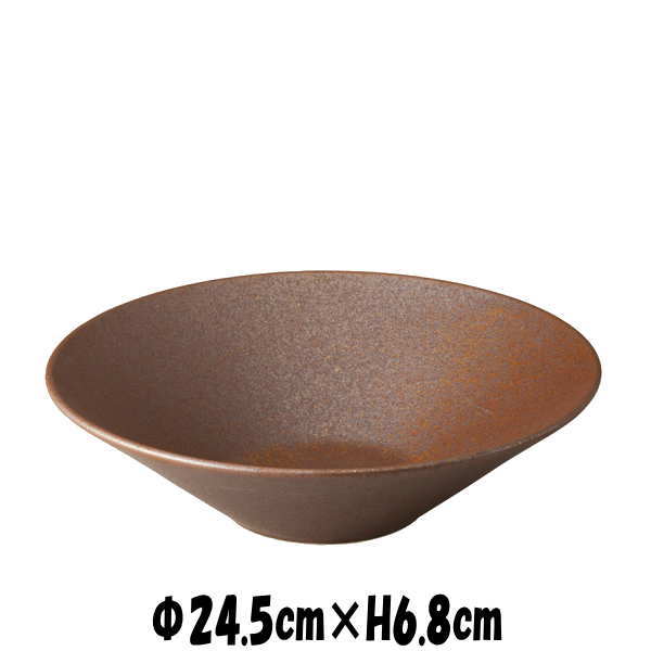 Rakuten - 赤茶備前　24cm浅ボール　錆色　陶器磁器の食器　おしゃれな業務用和食器　お皿大皿深皿