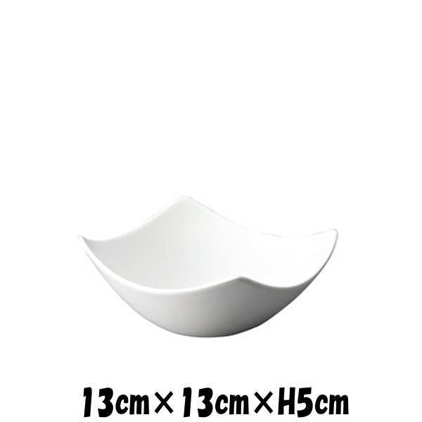 Rakuten - Bowls　13cmスクエアボール　割れにくい強化硬質磁器　白い陶器磁器の食器　おしゃれな業務用洋食器　スクエア　お皿中皿深皿