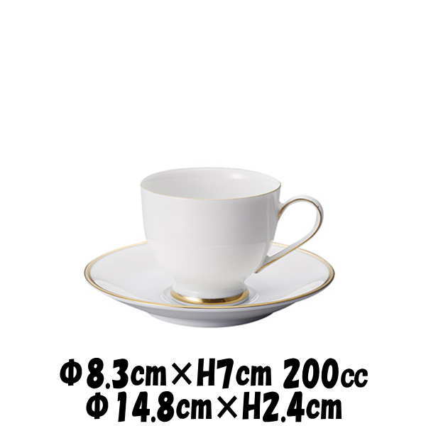 Rakuten - エレガンス コーヒー碗＆エレガンス コーヒーソーサー　白＆ゴールド仕上げ　コーヒーカップ＆ソーサーセット　カフェ食器　陶器磁器　おしゃれな業務用食器