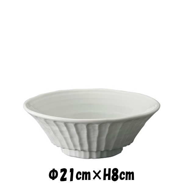 白　7.0しのぎ丼　どんぶりラーメン鉢うどん丼　陶器磁器の食器　おしゃれな業務用和食器　お皿大皿深皿