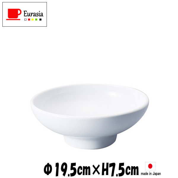 Rakuten - Eurasia　19cmボール　白　どんぶりラーメン鉢うどん丼　陶器磁器の食器　おしゃれな業務用和食器　お皿中皿深皿