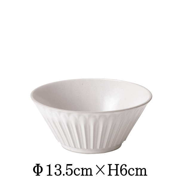 Mino Ware - STORIA　13.5cmボウル　ラスティックホワイト　白　日本製　国内産　おしゃれな業務用食器　お皿中皿深皿　洋食器