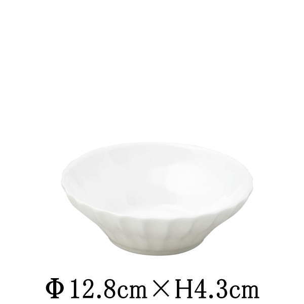 Mino Ware - かすみ　白　12.5cm浅ボウル　小鉢　豆皿　日本製　国内産　おしゃれな業務用食器　お皿中皿深皿　和食器