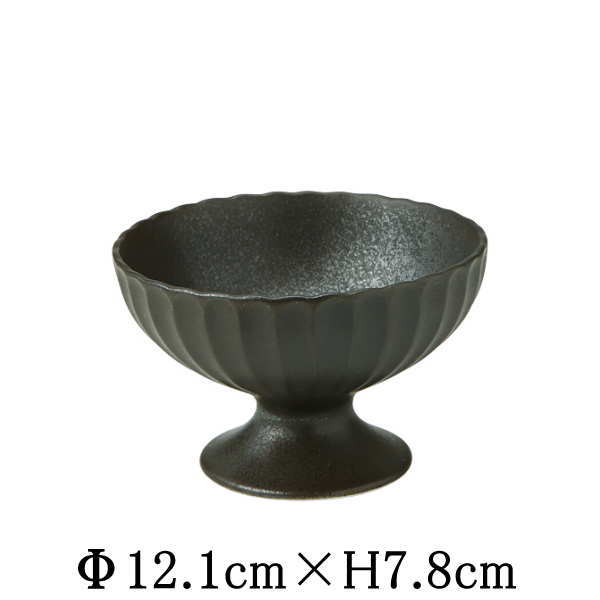かすみ　黒　高台デザート碗　日本製　国内産　おしゃれな業務用食器　お皿中皿深皿　和食器