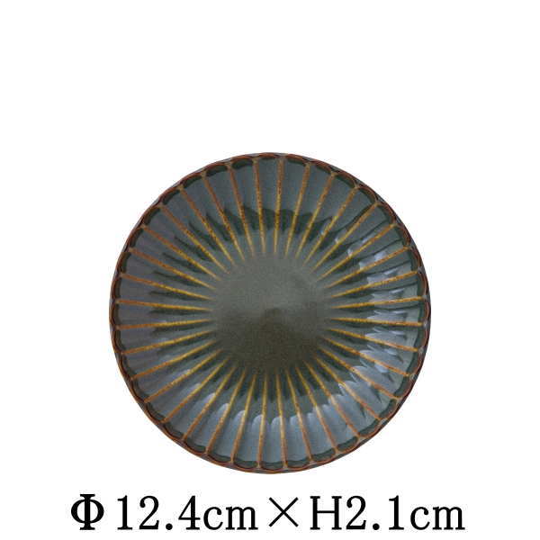 Mino Ware - かすみ　山藍　12.5cm丸皿　青緑　日本製　国内産　おしゃれな業務用食器　お皿中皿平皿　和食器