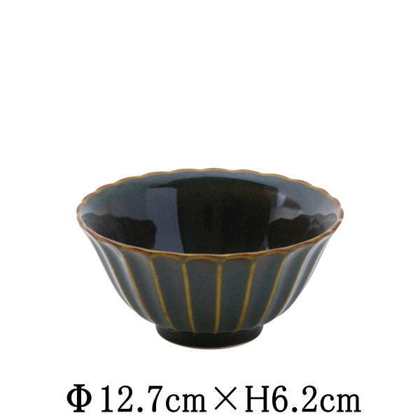 かすみ　山藍　12.5cmボウル　青緑　飯碗　お茶碗　小鉢　日本製　国内産　おしゃれな業務用食器　お皿中皿深皿　和食器