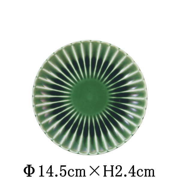 樂天商城 - かすみ　緑　14.5cm丸皿　日本製　国内産　おしゃれな業務用食器　お皿中皿平皿　和食器