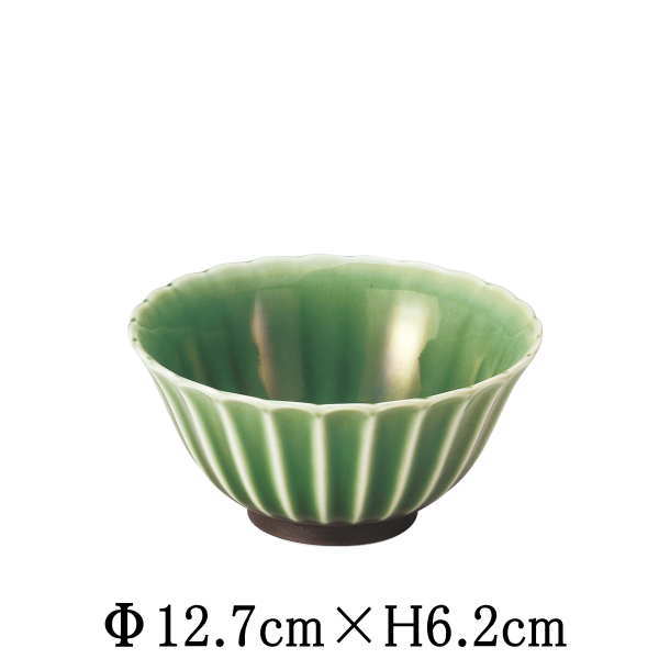 Rakuten - かすみ　緑　12.5cmボウル　飯碗　お茶碗　小鉢　日本製　国内産　おしゃれな業務用食器　お皿中皿深皿　和食器