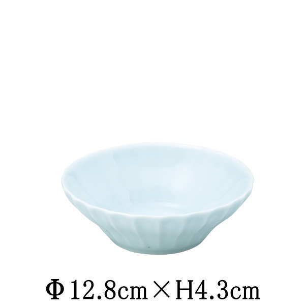 Mino Ware - かすみ　青白　12.5cm浅ボウル　小鉢　豆皿　日本製　国内産　おしゃれな業務用食器　お皿中皿深皿　和食器