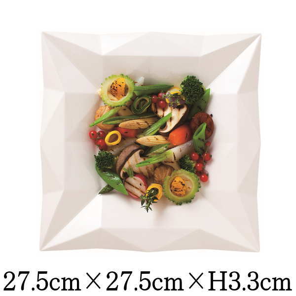 Rakuten - miyama DIA　ディナープレート　白い陶器磁器の食器　おしゃれな業務用洋食器　スクエアプレート　お皿大皿平皿