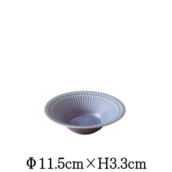 小田陶器ブランド 漣sazanami 反小鉢 ブルーグレー 日本製 国内産 おしゃれな業務用和食器 お皿中皿深皿