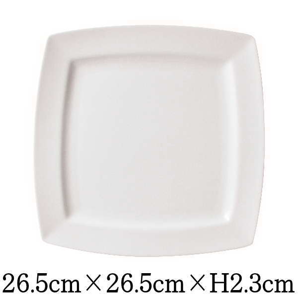 Rakuten - カレ　26.5スクエアプレート　割れにくい強化硬質磁器　白い陶器磁器の食器　おしゃれな業務用洋食器　お皿大皿平皿