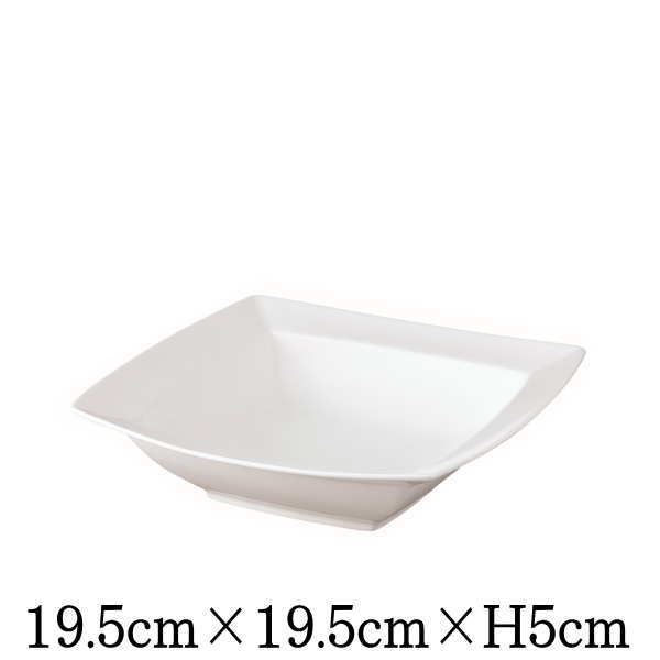 Rakuten - カレ　19.5スーププレート　割れにくい強化硬質磁器　白い陶器磁器の食器　おしゃれな業務用洋食器　スクエア　お皿中皿深皿