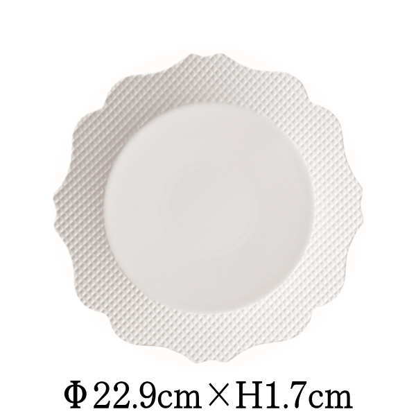 Rakuten - ワッフル　9”プレート　割れにくい強化硬質磁器　白い陶器磁器の食器　おしゃれな業務用洋食器　お皿大皿平皿
