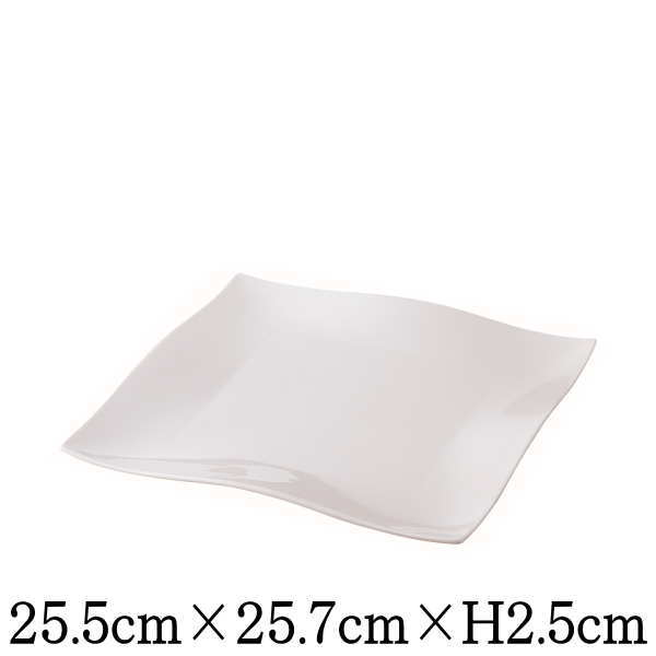 Rakuten - スイング　25.5cmスクエアプレート　割れにくい強化硬質磁器　白い陶器磁器の食器　おしゃれな業務用洋食器　スクエアプレート　お皿大皿平皿