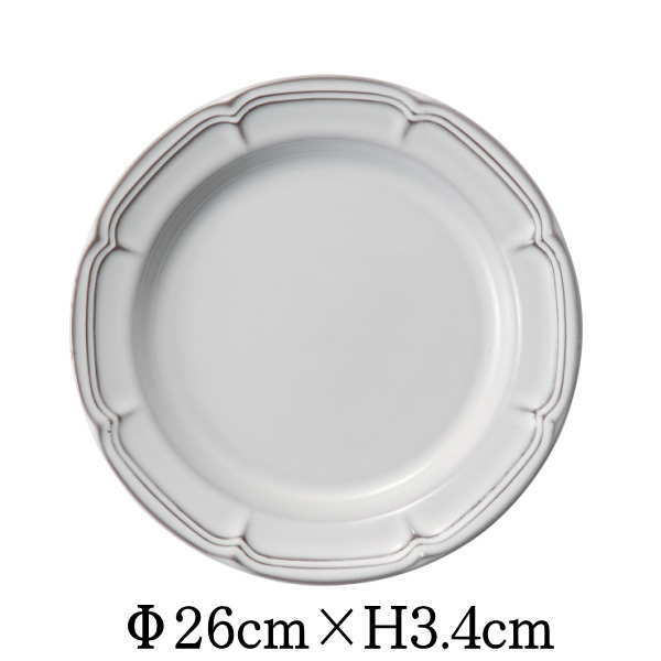 Rakuten - RAFFINE　ラフィネ　26cmリムプレート　スモークホワイト　灰白　日本製　国内産　おしゃれな業務用食器　お皿大皿平皿　洋食器　和食器
