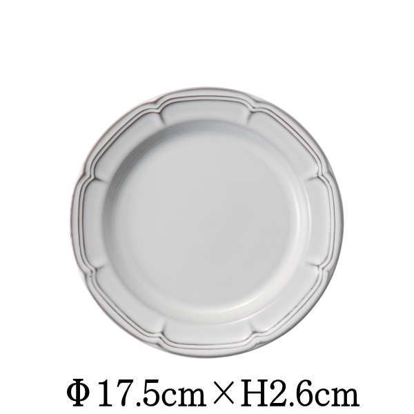 Mino Ware - RAFFINE　ラフィネ　17.5cmリムプレート　スモークホワイト　灰白　日本製　国内産　おしゃれな業務用食器　お皿中皿平皿　洋食器　和食器