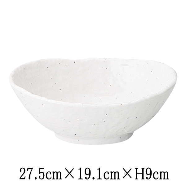 Large Bowl - 新粉引　石目楕円鉢　大　日本製　国内産　和食器　おしゃれな業務用食器　お皿大皿深皿