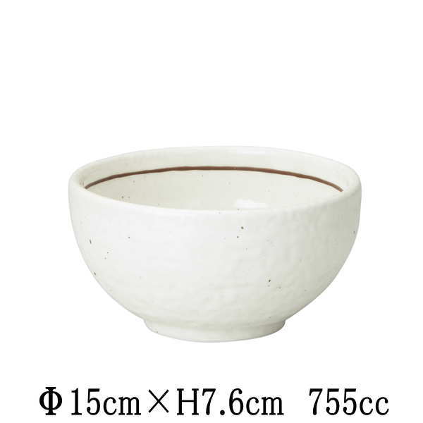 Bowls - 粉引ライン　石目5.0丼　ボール　ボウル　どんぶり　おしゃれ　和食器　美濃焼　国産　日本製