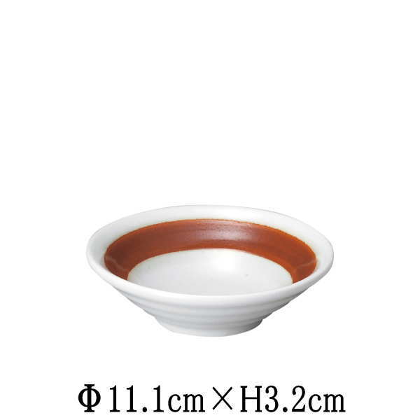 Mino Ware - 赤帯　リップル3.5鉢　日本製　国内産　和食器　おしゃれな業務用食器　お皿中皿深皿