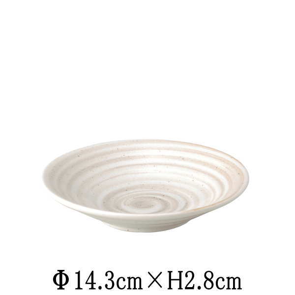 【サイズ】Φ14.3cm×H2.8cm 【カラー】画像参照　※撮影時の光の加減、モニターの加減により画像と実物の色合いや濃淡が変わります。予めご容赦くださいませ。 【素材】磁器 【生産国】日本産、国内産 【取り扱い】電子レンジ○、食洗器○、直火×、オーブン× 【用途】サラダボウル、デザートボウル、煮込み料理、煮物鉢