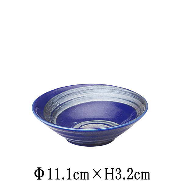 Mino Ware - 銀彩ブルー　リップル3.5鉢　日本製　国内産　和食器　おしゃれな業務用食器　お皿中皿深皿