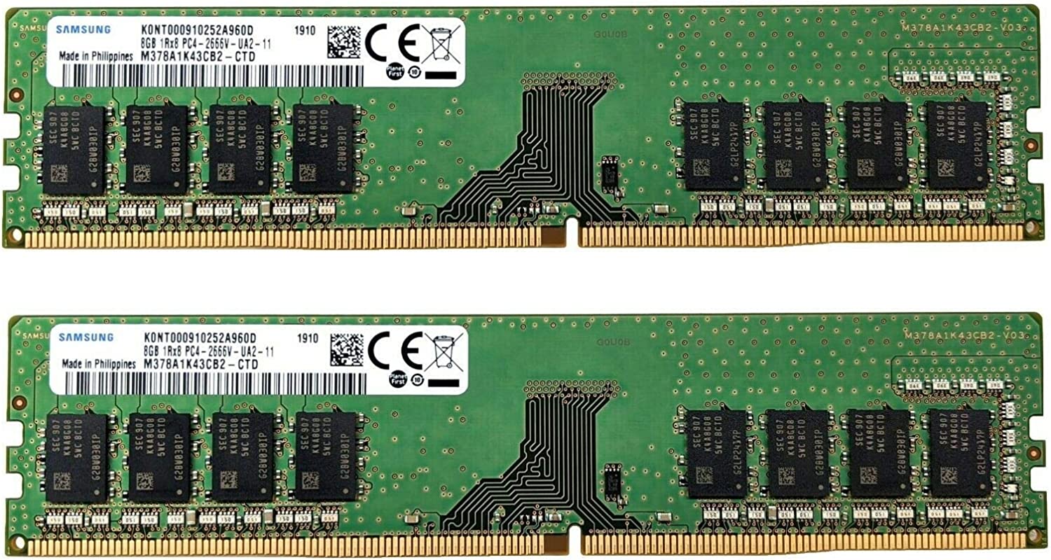 【新品】Samsung 16GB (2x8GB) DDR4 2666MHz DIMM PC4-21300 UDIMM Non-ECC 1Rx8 1.2V CL19 288-ピン デスクトップコンピューター RAM メモリアップグレードキット M378A1K43CB2-CTD