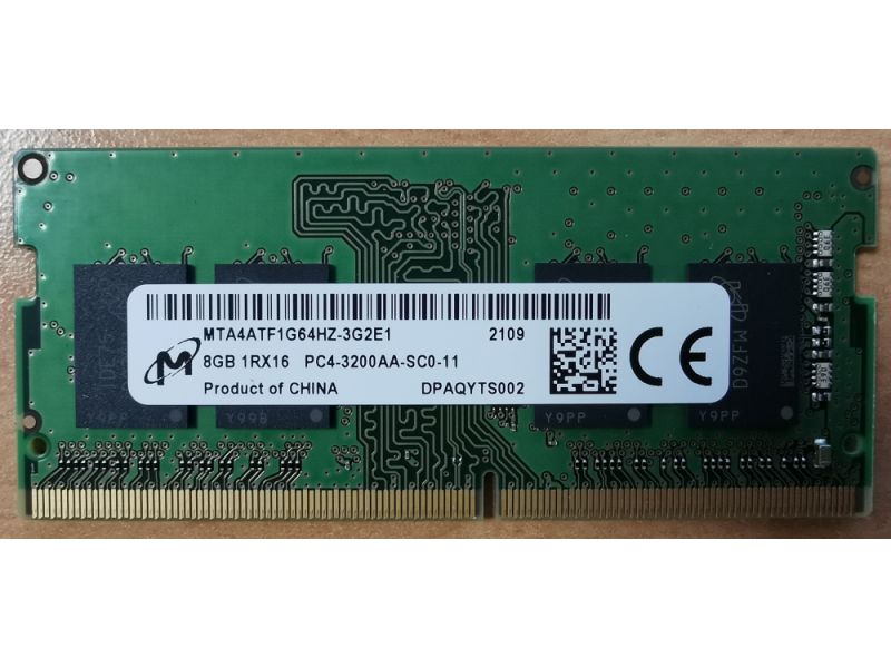 【新品】Micron PC4-25600 DDR4-3200 8GB ノートパソコン用メモリ PC4-3200AA-SC0-11 型番:MTA4ATF1G64HZ-3G2E1