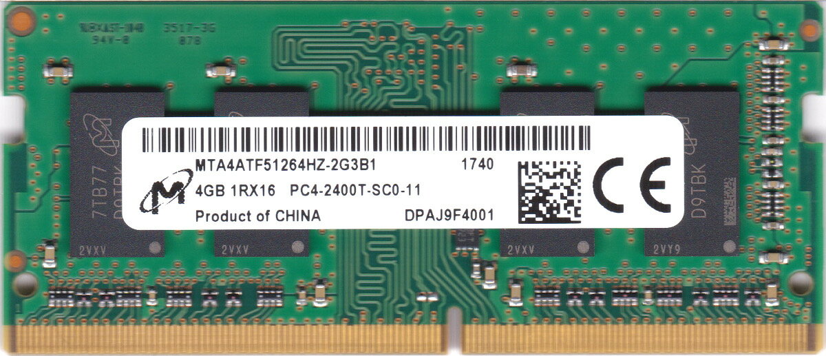 ڿʡMicron 4GB PC4-19200 DDR4 2400MHz 260ԥSoDimm⥸塼Mfr P/N MTA4ATF51264HZ-2G3B1