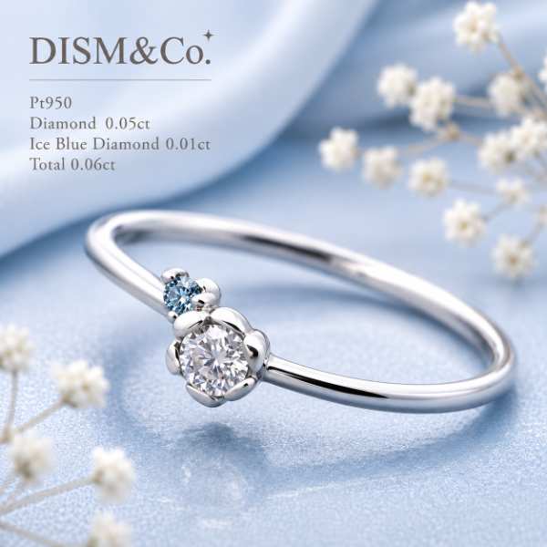 ダイヤモンド リング プラチナ Pt950 合計0.06ct フラワーモチーフ 花 ダイヤ 指輪 10.5号 アイスブルーダイヤ 鑑別カード付き アクセサリー レディース ジュエリー