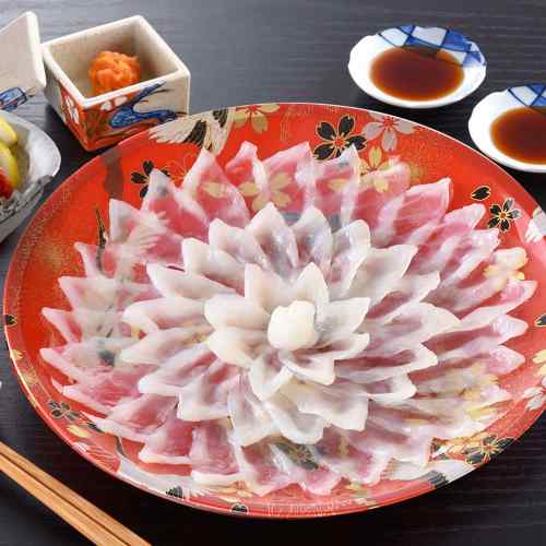 関とら本店 とらふぐ 刺身 セット 22cm皿 とらふく てっさ ふぐ刺し ふぐ皮 刺身65...