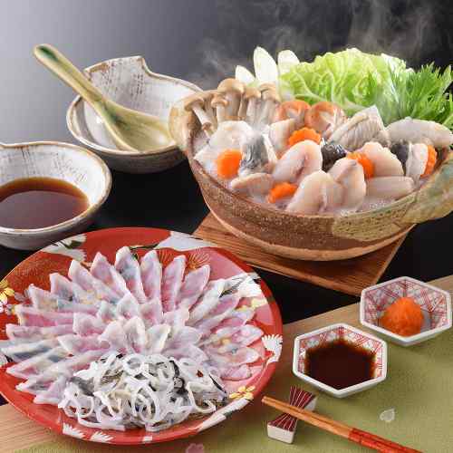 関とら本店 とらふぐ 刺身 ふぐちり セット 22cm皿 とらふぐ刺身 40g とらふぐ皮 2...