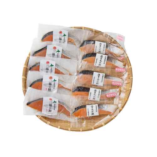 三協水産 北海道日高沖産 新鮮 秋鮭 桜鱒 切身セット 食べ比べ 個包装 甘塩 冷凍 ...