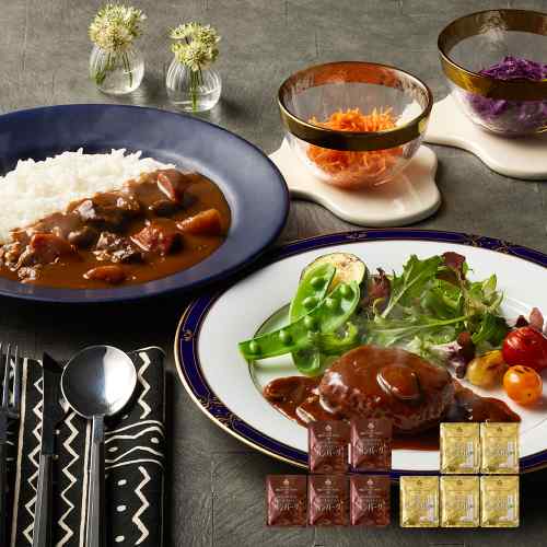 横浜ロイヤルパークホテル 監修 カレー ハンバーグ セット 10食（カレー5個 ハンバーグ5個） 詰め合わせ ビーフカレー デミグラスソース 赤ワイン仕立て レトルト 常温 保存 湯煎 湯せん 温めるだけ 簡単調理 時短