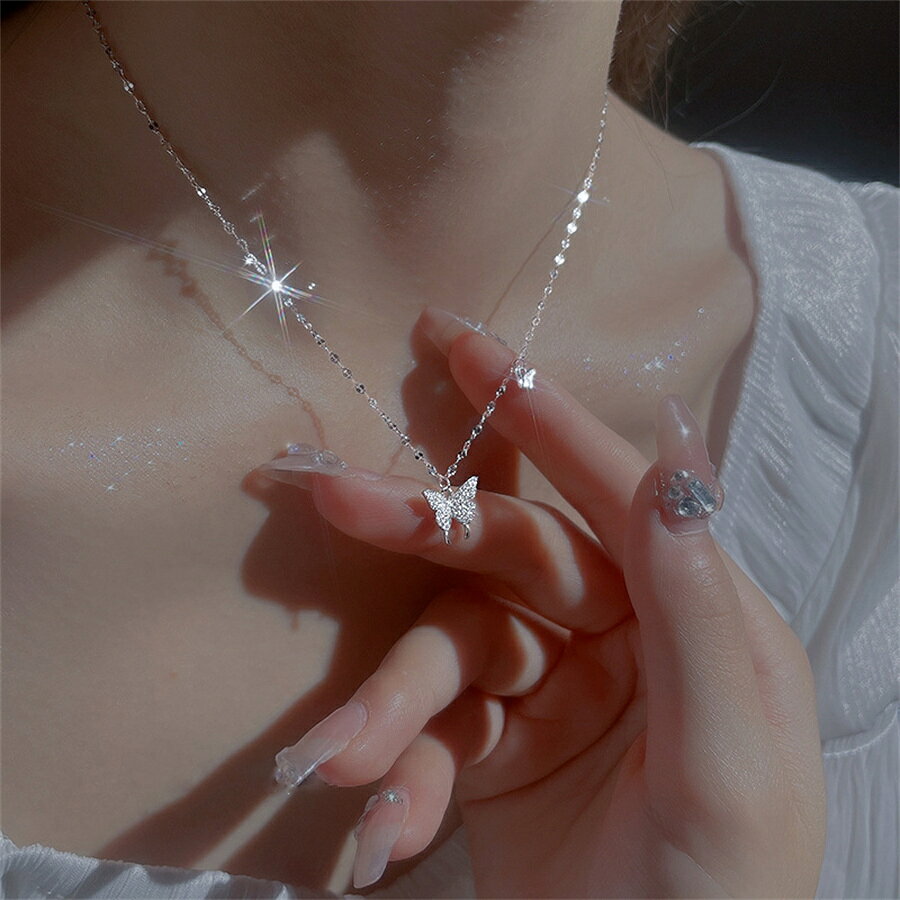 樂天商城 - 【感謝デー限定★20%OFF×P5倍】ネックレス レディース キラキラ 蝶 姫様 プレゼント シルバー999 かわいい 彼女 友達 アクセサリー チェーン カジュアル デイリー 長め 短め シルバー ゴールド 人気 おしゃれ エレガント 上品 カジュアル ファッション