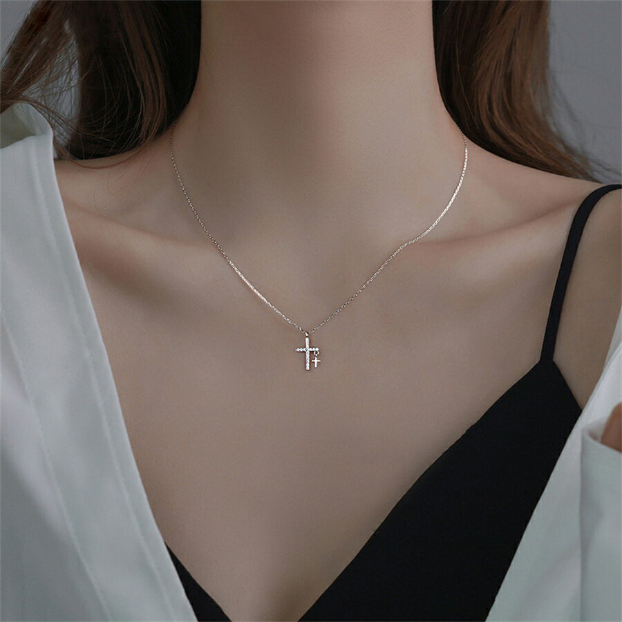 樂天商城 - 【残り5時間★15%OFF×最大P10倍】ネックレス レディース キラキラ 十字架 輝き 姫様 北欧風 プレゼント シルバー999 かわいい 彼女 友達 アクセサリー チェーン カジュアル デイリー 長め 短め シンプル ゴールド ローズゴールド シルバー おしゃれ エレガント 上品