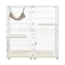 【24H限定クーポン★10%OFF】猫 ケージ キャットケージ 2段 幅広設計 自由組み合わせ トレー付き 猫ドア付き ハンモック付き 大型 猫ゲージ 高級感 おしゃれ キャットハウス ネコ ハウス 多段 留守番 保護 脱走防止 多頭飼い (ベージュ)