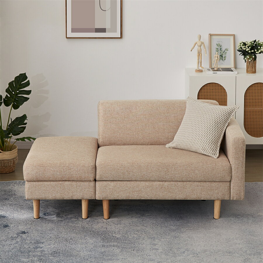 One Arm 2 Seater sofa+Ottoman ソファ 2人掛け 収納付き オットマン付き ファブリック 肘掛け 木脚外し可能 ローソファ コンパクト ひとり暮らし カウチソファー