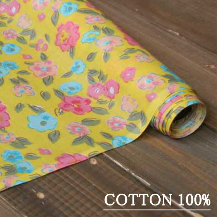 Rakuten - インド綿 プリント 綿100% 生地巾 約110cm 【ジャッロ】 30cm以上10cm単位で購入可 【10cm 220円】 【30cm 660円】 【返品・交換不可】