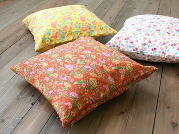 インド綿プリント エスニックな花柄 クッションカバー 45×45cm 【アランチャ】
